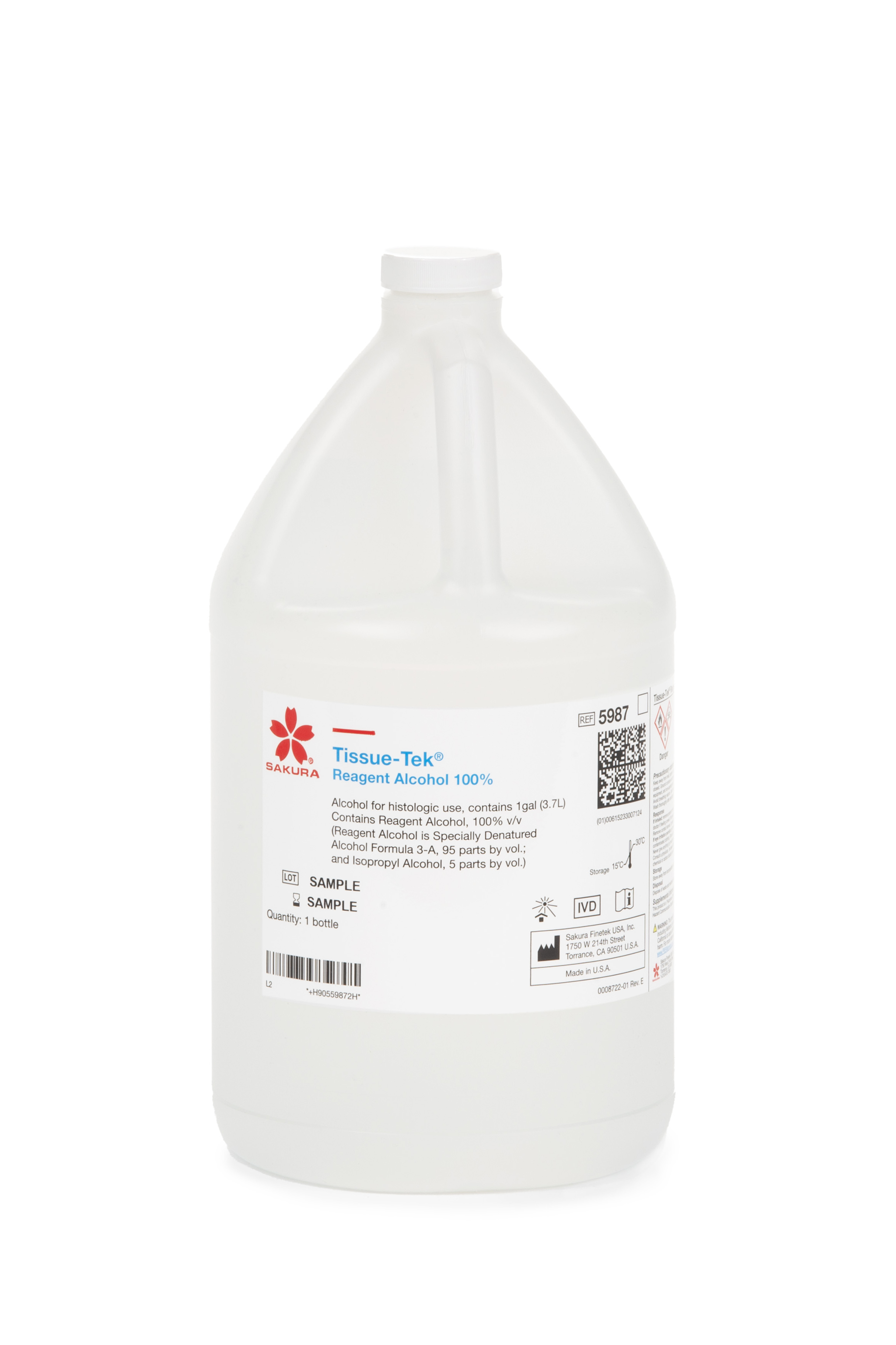 A large white plastic bottle labeled