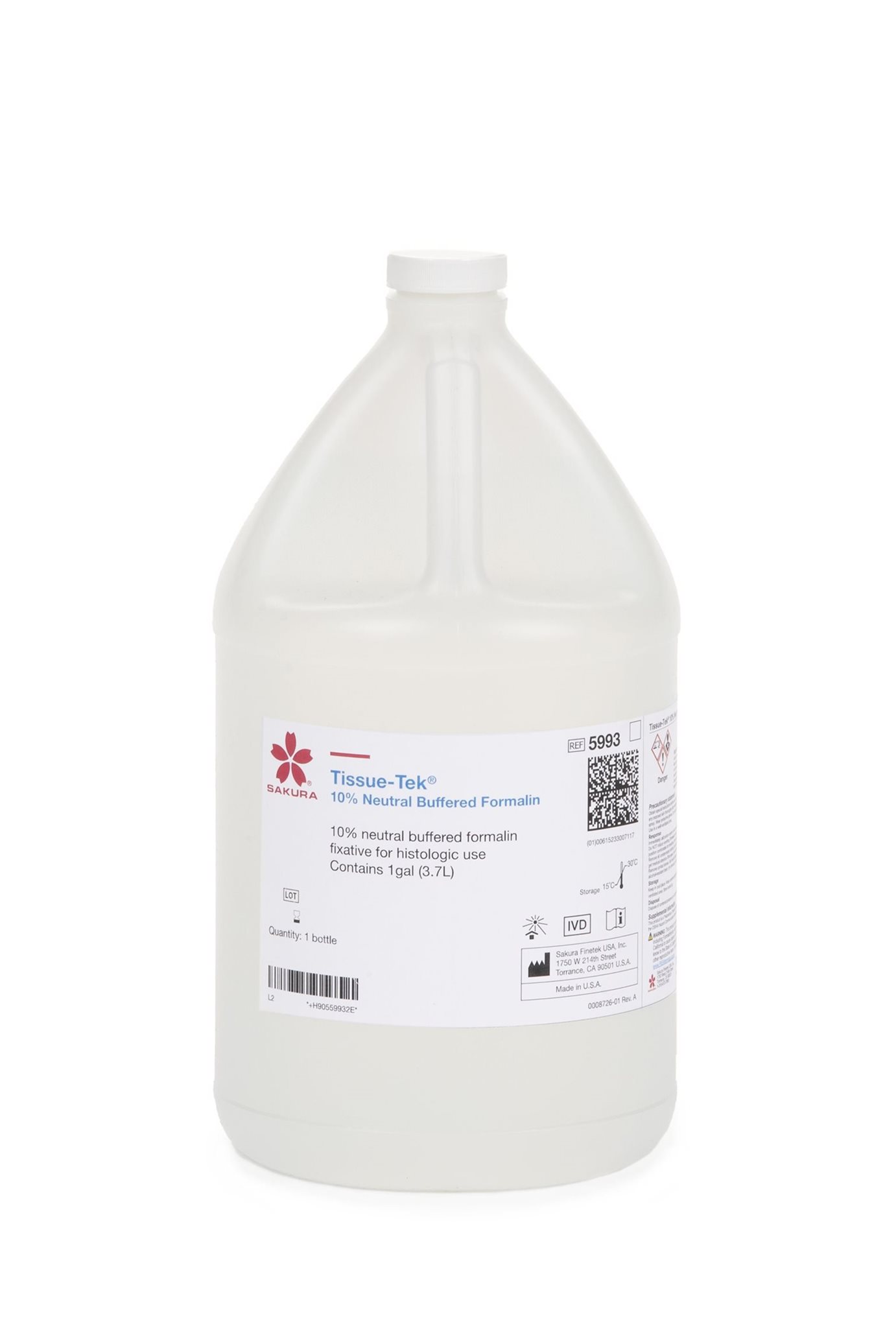 A one-gallon plastic jug labeled
