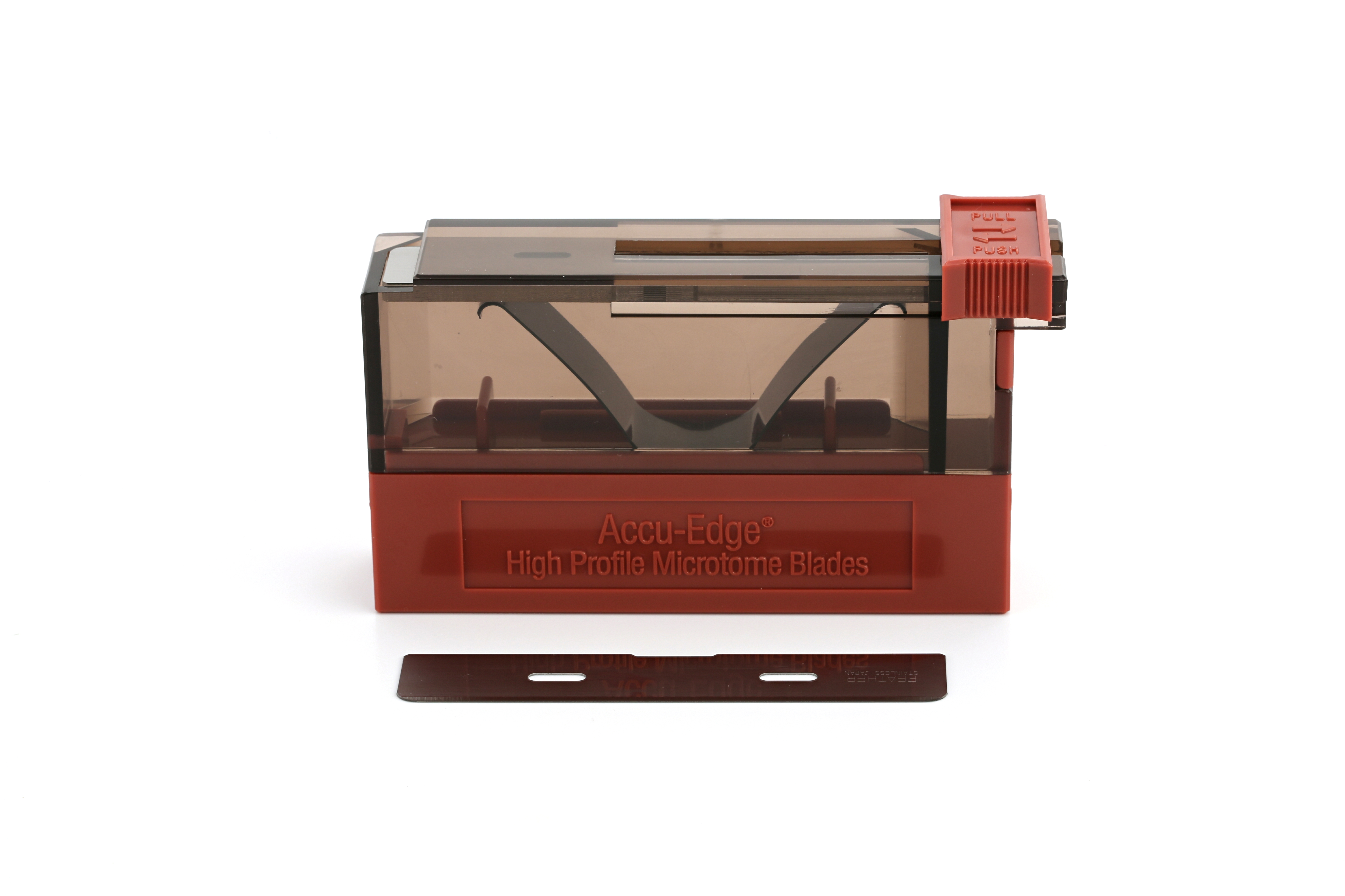 A plastic dispenser labeled