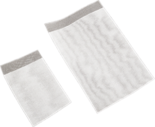 Two rectangular, semi-transparent mesh bags with gray strip closures, one larger than the other, placed side by side on a plain background.
