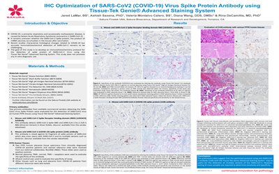 IHC Optimization of SARS-CoV2 (COVID-19) Virus Spike Protein Antibody using Tissue-Tek Genie® Advanced Staining System