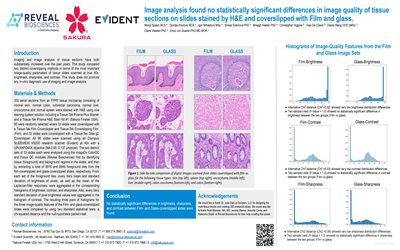 Image analysis found no statistically significant differences in image quality of tissue sections on slides stained by H&E and coverslipped with Film and glass.