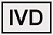 A rectangular label with a black border containing the bold letters "IVD" in the center.